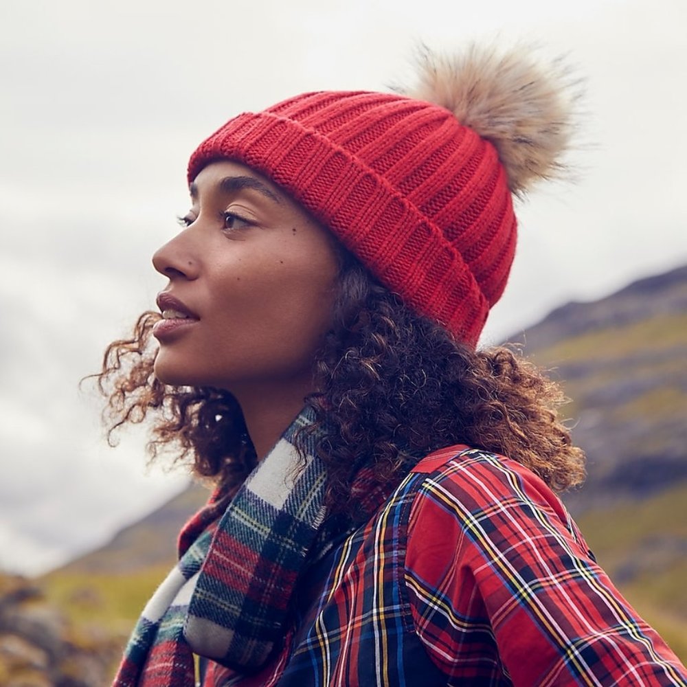 J. Crew Ribbed beanie with faux-fur pom-pom